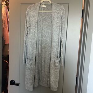 Abercrombie Gray Open Front Long Cardigan Sweater